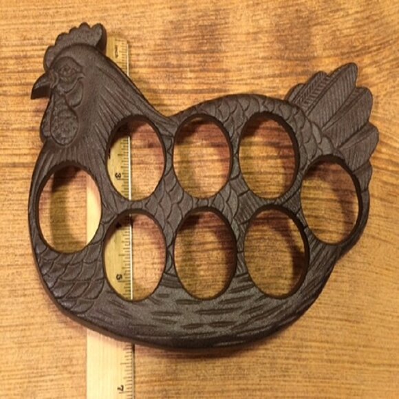 Black Cast Iron Chicken Egg Holder 0731B - Picture 12 of 14